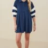 Colorblock Sleeve Collared French Terry Dress | S - 3XL Hayden