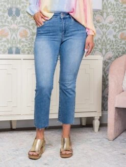 Risen Mid Rise Crop Straight Raw Edge Hem Jeans | 0-3X -Women Clothing Shop 3db4f2b8b8ac3e963718f951f9a938d8