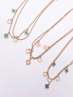 Layered Beaded Chain Link Quatrefoil Necklace