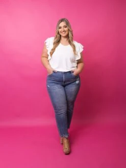 Risen High Rise Straight Leg Jeans- Medium Wash | 0-3X