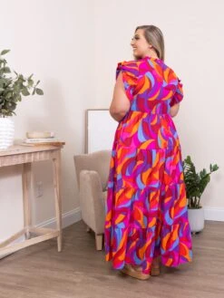 Abstract Print High Tiered Maxi Dress | S-XL -Women Clothing Shop 3e2eb8ff60e8e3d97624cd0e3c5d91ee