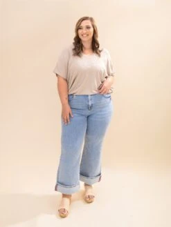 Saige Denim High Rise Cuffed Kick Flare Jeans | 1-3XL -Women Clothing Shop 40cc175a1e0ca6dea7707f27ce4f840a