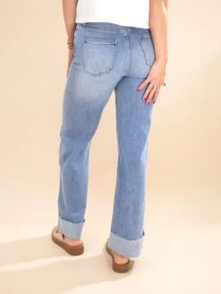 90's Stretch Cuffed Hem High Rise Straight Jeans | S-XL -Women Clothing Shop 40f5d10268ebe49c58d36a9eac2217cb