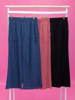 Textured Knit 24" Pants With Pockets And Tie Waistby DD Design| S - 3XL Pair W/ Sku56978 -Women Clothing Shop 4147bab9648a177a1dee581b27953f2c