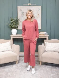 Textured Knit 24" Pants With Pockets And Tie Waistby DD Design| S - 3XL Pair W/ Sku56978 -Women Clothing Shop 42841a974690bd642a7ee67b47f53f70