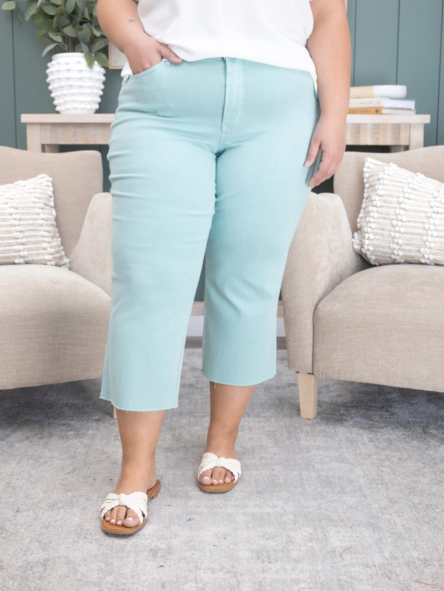 Judy Blue High Waist Garment Dyed Raw Hem Crop Wide Jean | 0-20 Spring 2 Judy Blue High Waist Garment Dyed Raw Hem Crop Wide Jean | 0-20 Spring - Image 2