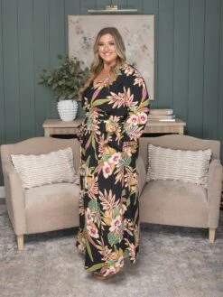 Floral V-Neck Long Sleeve W/ Ruffle Hem Maxi Dress | S-3X -Women Clothing Shop 42c316faae8391d20f19e02e1eea368e
