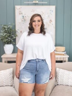 Judy Blue High Waist Shorts With Stitch Over Destroy Detail | S-3XL -Women Clothing Shop 42d56ad1fe8c734a3a7dab5c46f93f19