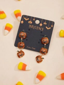 Halloween Tiered Jack O Lantern Dangle Earring | Halloween