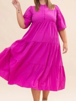 Textured Tiered Midi Dress With Puff Sleeves | S-L 34 Textured Tiered Midi Dress With Puff Sleeves | S-L -Women Clothing Shop 4496915a201c64b31decf652840fd837