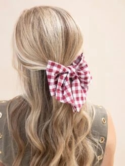Checkered Plaid Game Day Clip-In Bow | Game Day -Women Clothing Shop 452bdb225467117b277f75df6f7c171a