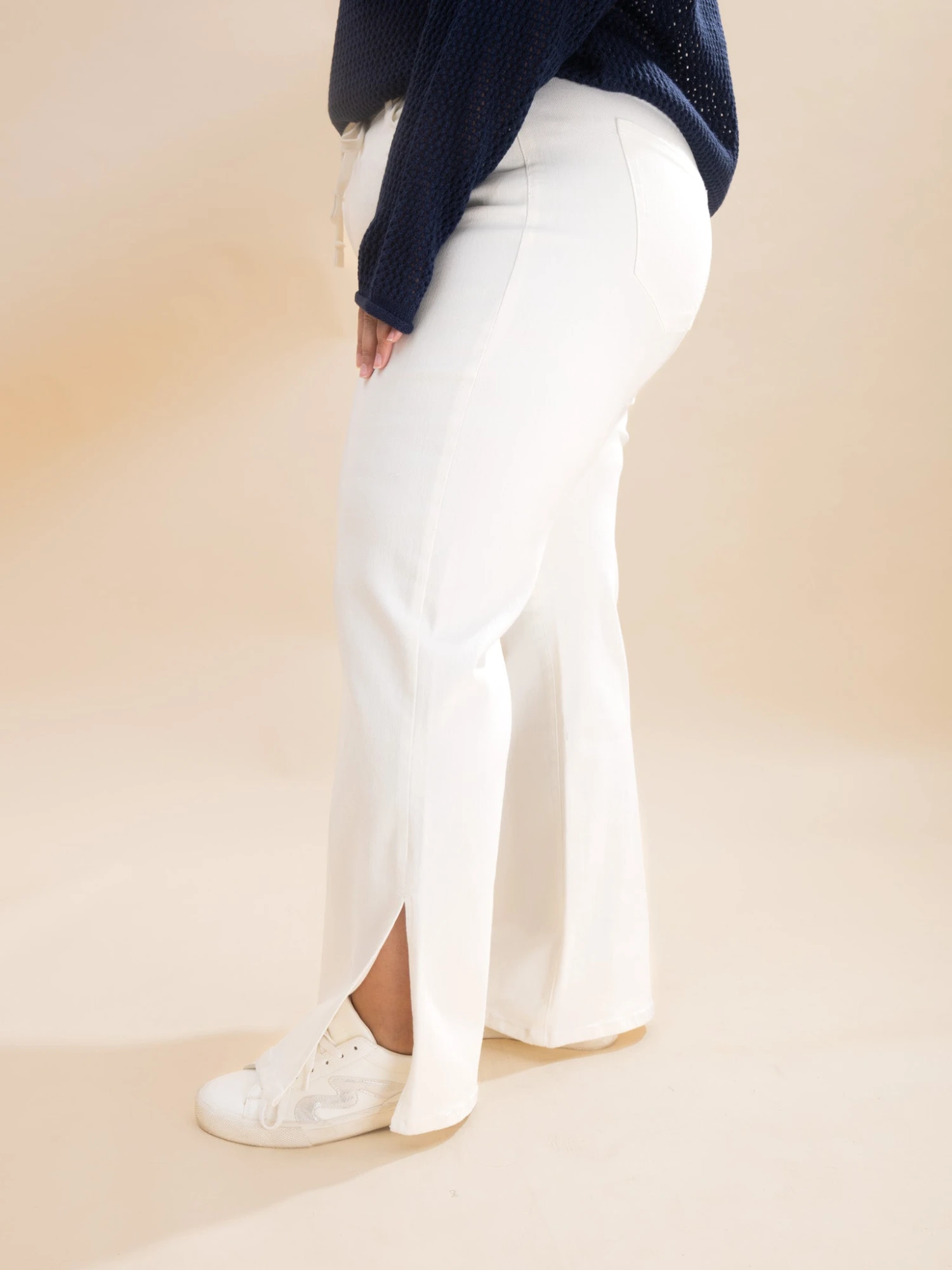 Waist Strap Detail Stretch Side Slit Wide Leg Jeans | S-XL 9 Waist Strap Detail Stretch Side Slit Wide Leg Jeans | S-XL - Image 9