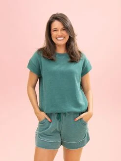 Lived In Curved Hem Drawstring Shorts By DD Design | S -3XL -Women Clothing Shop 4838a3a696e2387a12f56b1a6066c6e3