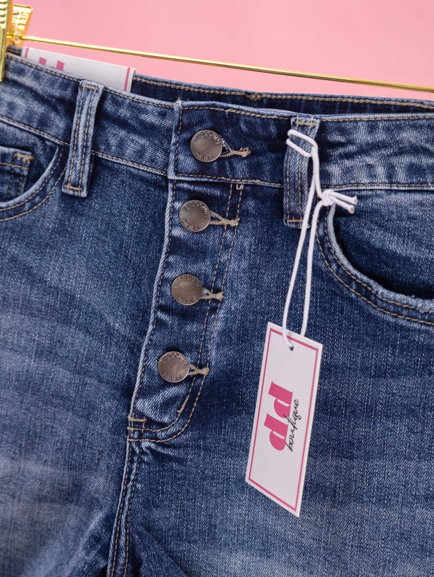 Diva Denim High Rise Expose Button Fray Hem Shorts | XS - 3X 14 Diva Denim High Rise Expose Button Fray Hem Shorts | XS - 3X - Image 14