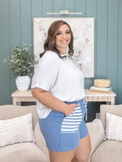 Jacquard Stripe Casual Short | S-3X -Women Clothing Shop 4926918bbfa33b52f5e9cd227143b848