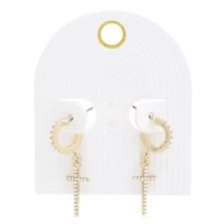 Pearl Cross Dangle Earring