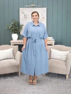 Airflow Buttoned Shirt Dress With Belted Waist | S - 3XL -Women Clothing Shop 4b8271eec888fbbf6c015ab80ecd238f