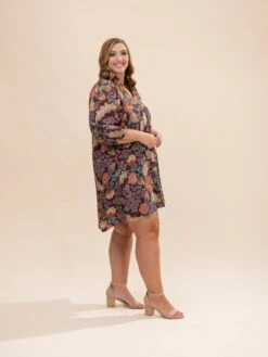 Floral Ruffle Neck 3/4 Sleeve Dress | S-L Fall Preview -Women Clothing Shop 4c5ea3bed09233c0ef9cd09fcd861892