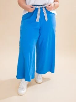 Stretch Elastic Band Cotton Capri With Contrast Stripe Bow Tie | S-3XL -Women Clothing Shop 4c7ab74802b3fc31bef5e4faeb41b636