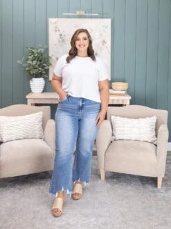 Risen High Rise Crop Straight Distressed Hem Jeans | 0 - 3X -Women Clothing Shop 4cef6fec8109785e5a1d5df049c99287