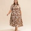 Boho Leaf Print Tiered Midi Dress | S-L Western
