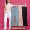 Zenana Acid Washed Frayed Cutoff Hem Straight Wide Pants | S-XL