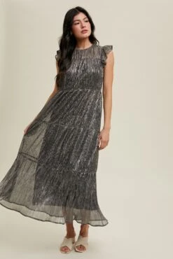 Tiered Lurex Pleated Maxi Dress | S-L Wishlist -Women Clothing Shop 517cc5a0483de4f5fd73fc86a2bfac19