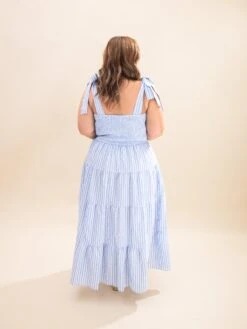 Striped Sleeveless Tiered Midi Dress W/ Front Ribbon | S-3XL -Women Clothing Shop 52222b4f8457719e8ef2994e13d5ae4d