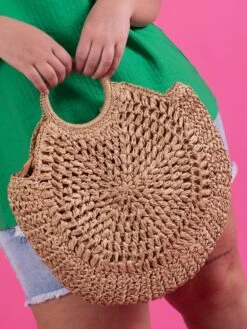 Straw Round Handle Bag