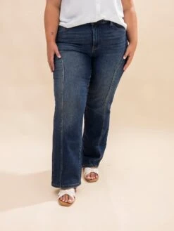 Judy Blue Mid Rise Straight Western Seam Detail Jeans | 0-24W -Women Clothing Shop 56ac576fb53fd036b74b216890c5d74a