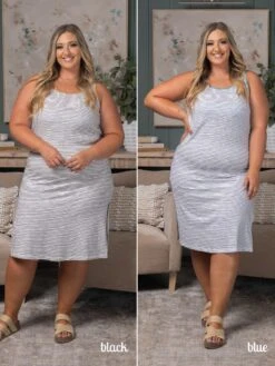 Contrast Stripe Midi Dress | S-L