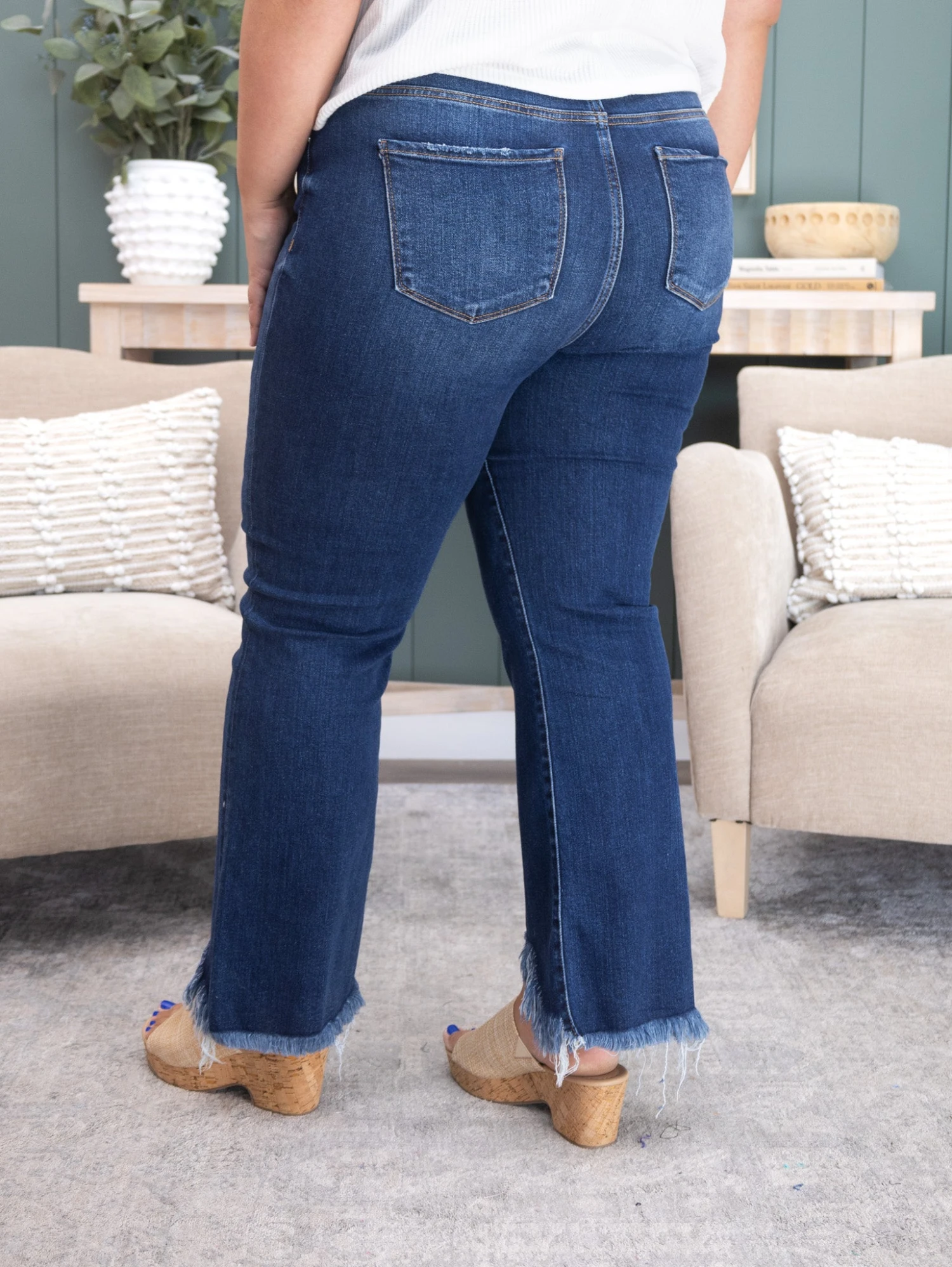 Risen High Rise Crop Bootcut Fray Hem Jeans | 0-3X 6 Risen High Rise Crop Bootcut Fray Hem Jeans | 0-3X - Image 6