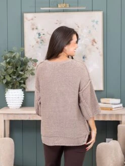 Chunky Knit Oversized Round Neck 3/4 Sleeves Sweater | S/M - 2X/3X -Women Clothing Shop 57cfb1af600bbe4c76a691f7cffa4775