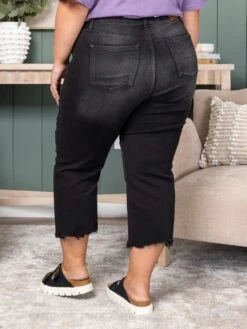 Judy Blue Destroy Raw Hem Wide Crop Jeans | 0-24W -Women Clothing Shop 5805af25b6aeb1c39bd1ed41efda2ccc