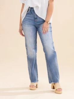 Mica Denim High Rise Raw Hem Loose Fit Straight Jeans | 0-15 -Women Clothing Shop 5839dabbe6c287bcb5fe34b80af6cf98