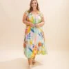 Tropical Printed Sleeveless Dress | S-3XL