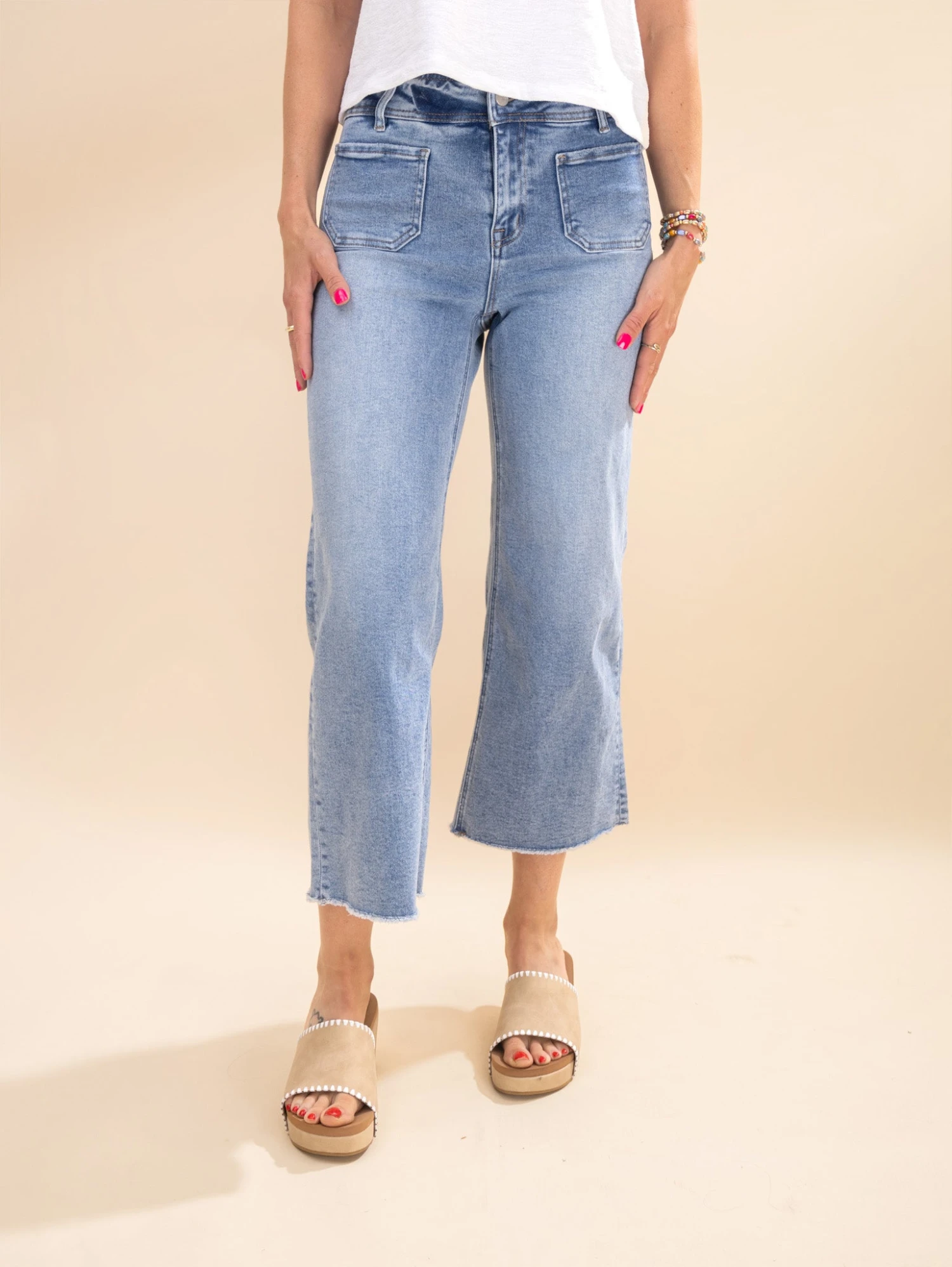 Mica Denim Cropped Wide Leg With Front Pocket Jeans | 0-22W 4 Mica Denim Cropped Wide Leg With Front Pocket Jeans | 0-22W - Image 4