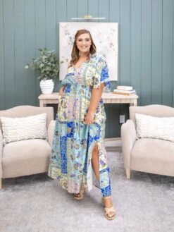 Printed Maxi Vacation Ready Dress W/ Tassel Trims | S-3X