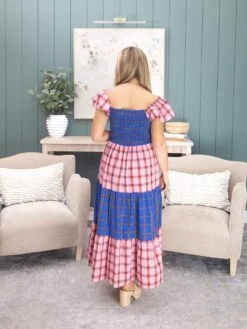 Color Block Plaid Tiered Midi Dress | S-3XL -Women Clothing Shop 59acaa40bc3289702e3f6e7576928abd