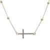 Gold Chain W/ Crystal Sideways Cross Necklace Whats Hot Jewelry