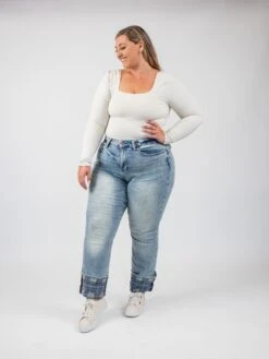 Judy Blue High Waist Vintage Straight Leg Jeans W/ Plaid Cuffs | 0-24W -Women Clothing Shop 5CXbw9H66iVe1xJAJGWe0KGdnteCBMItjlsejyjq 1