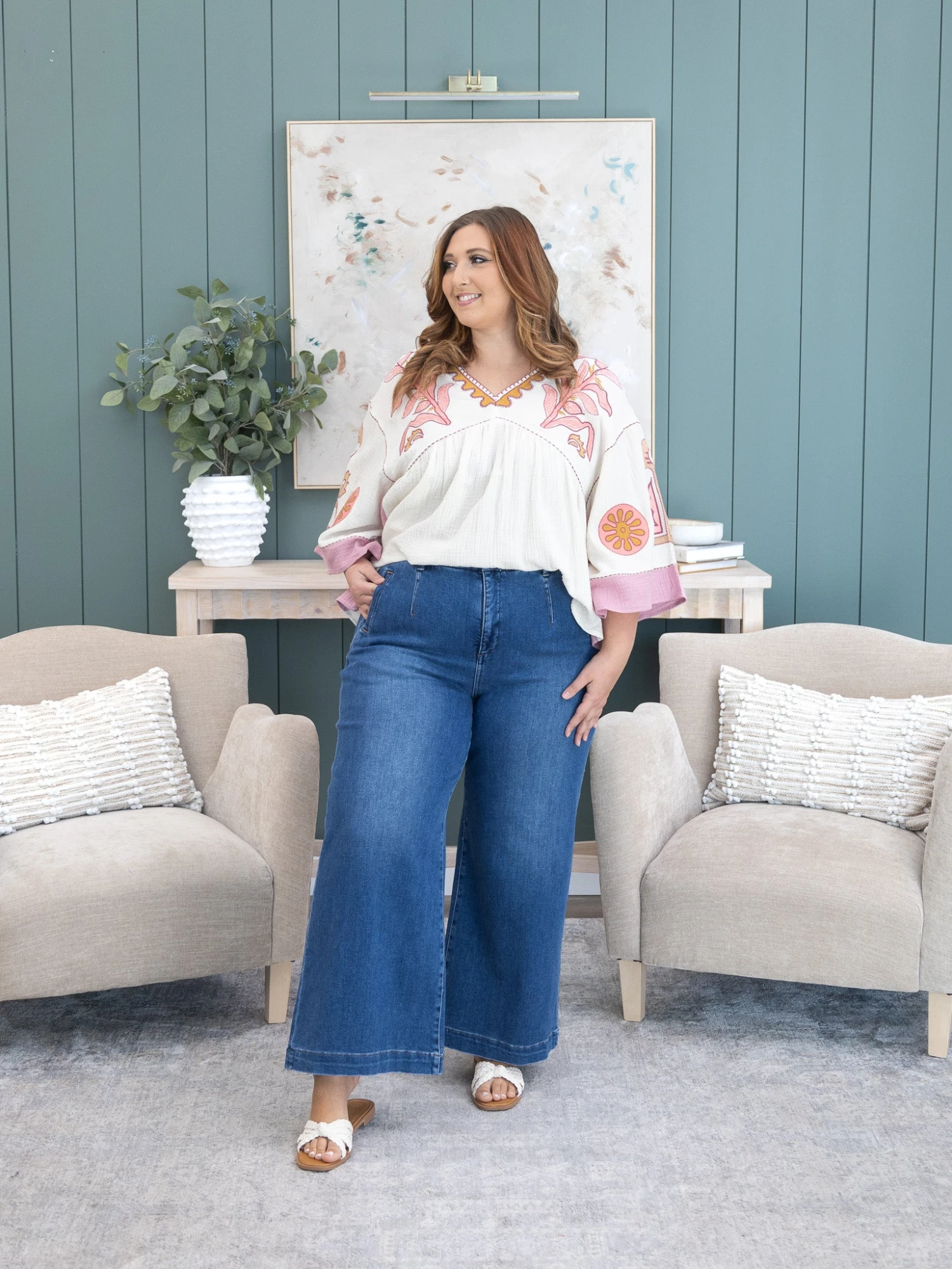 Risen Tummy Control High Rise Cropped Wide Leg Jeans | 0-3XL 8 Risen Tummy Control High Rise Cropped Wide Leg Jeans | 0-3XL - Image 8