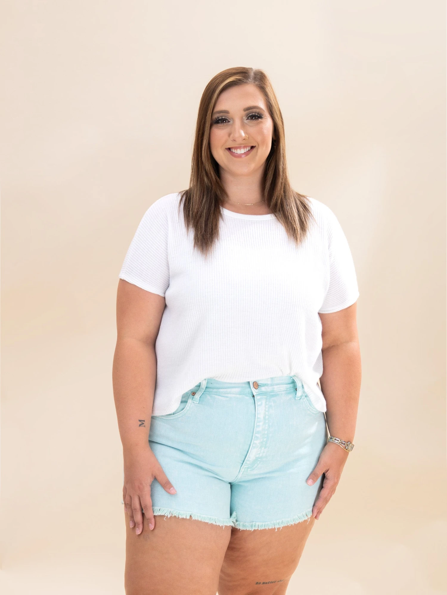 Saige Denim Tummy Control Mineral Wash High Rise Shorts | S-3XL 7 Saige Denim Tummy Control Mineral Wash High Rise Shorts | S-3XL - Image 7