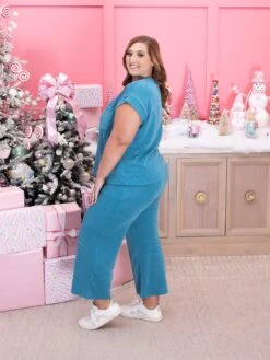 Raised Rib Long Pants With Elastic Waist By DD Design | S - 3XL Pair W/ Sku57744 -Women Clothing Shop 5ad5e9133cecbac3436ae063bd6d67ad