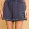 Mineral Washed Shorts With Peace Patch | S - L Umgee