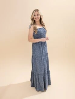 Washed Daisy Print Denim Maxi Dress | S-L -Women Clothing Shop 5c36ed68efed1cb40418a1a218000a06
