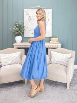 Sleeveless Smocked Top Midi Bubble Dress With Side Pocket | S-L -Women Clothing Shop 5c7d0474457e686e64aa58dce71a6d3d