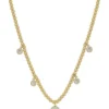 Water Resistant Gold Beaded W/ Graduated Crystal Circle Charms Necklace |