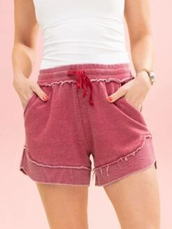 Lived In Curved Hem Drawstring Shorts By DD Design | S -3XL -Women Clothing Shop 5ce67d0cd6e87907de8d860799225796