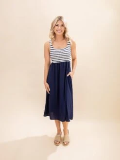 Fit And Flare Twofer Look Midi Dress | S-3XL